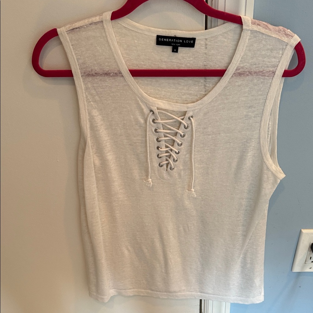 Generation Love Ivory Lace-Up Tank Top